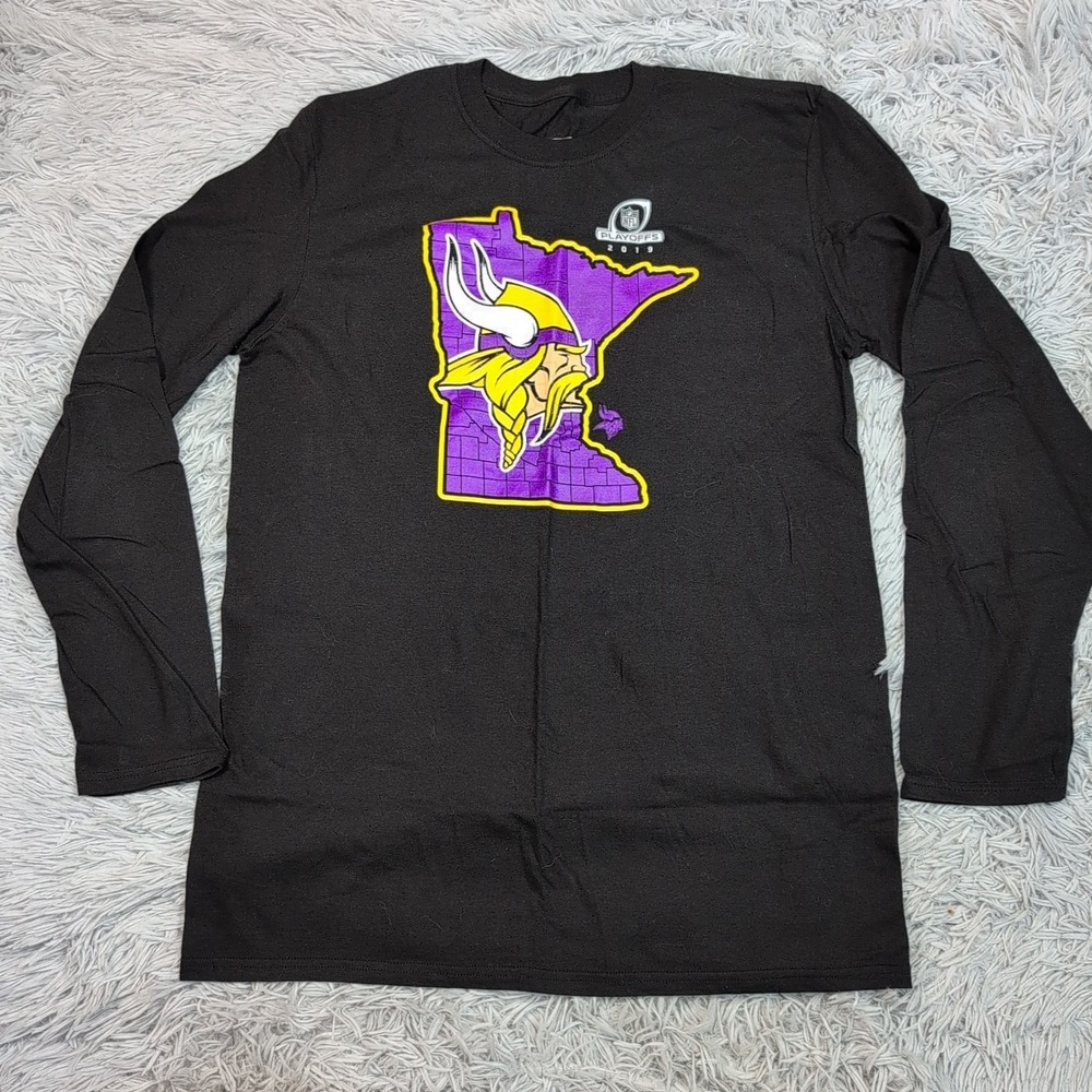 Minnesota Vikings Shirt Mens M Black Tee Football 2019 NFL Playoffs Casual